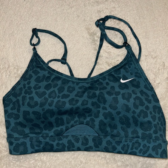 Nike Other - Nike Dark Teal Leopard Print Strappy Sports Bra